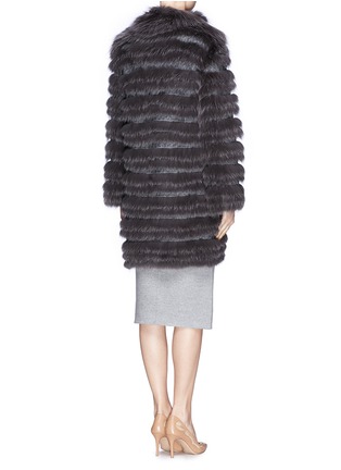 Back View - Click To Enlarge - YVES SALOMON - Fox fur collar rabbit wool knit coat