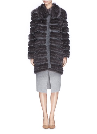 Main View - Click To Enlarge - YVES SALOMON - Fox fur collar rabbit wool knit coat