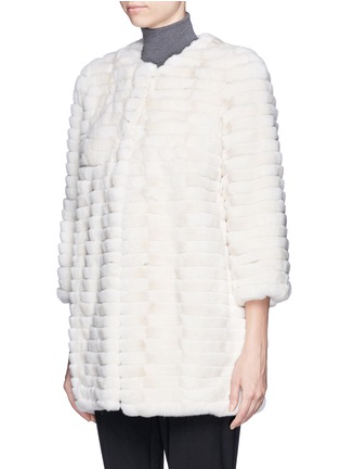 Front View - Click To Enlarge - YVES SALOMON - Banded rabbit fur coat