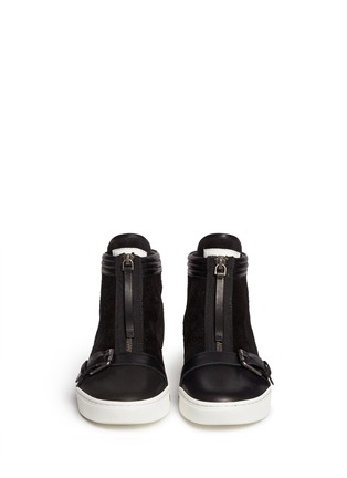 Figure View - Click To Enlarge - MARC BY MARC JACOBS SHOES - Suede leather zip sneakers 