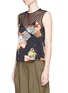 Front View - Click To Enlarge - DRIES VAN NOTEN - 'Colonna' net panel floral print silk top
