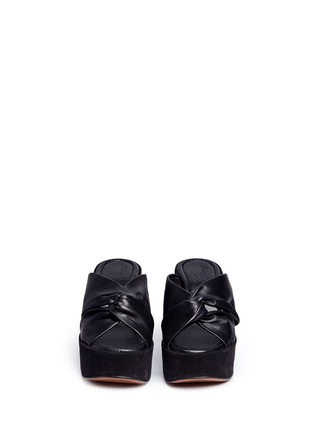 Front View - Click To Enlarge - CLERGERIE - 'Esther' suede platform knotted leather sandals