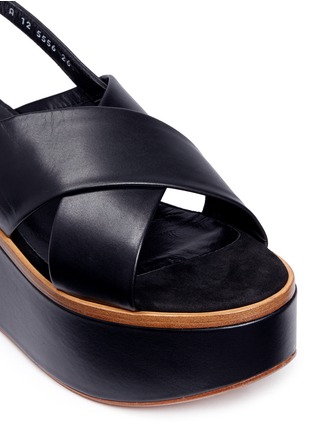 Detail View - Click To Enlarge - CLERGERIE - 'Flixm' cross vamp leather platform slingback sandals
