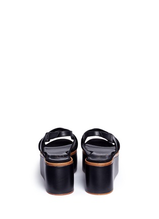 Back View - Click To Enlarge - CLERGERIE - 'Flixm' cross vamp leather platform slingback sandals