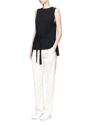 Figure View - Click To Enlarge - THEORY - 'Ordan' tie waist wrap back crepe top