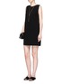 Figure View - Click To Enlarge - THEORY - 'Narlica' button crossover back crepe dress