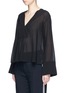 Front View - Click To Enlarge - THEORY - 'Matara' flared sheer silk crepe blouse