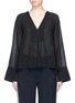 Main View - Click To Enlarge - THEORY - 'Matara' flared sheer silk crepe blouse