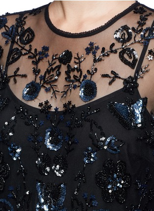 Detail View - Click To Enlarge - NEEDLE & THREAD - Butterfly and floral embellished tulle blouse