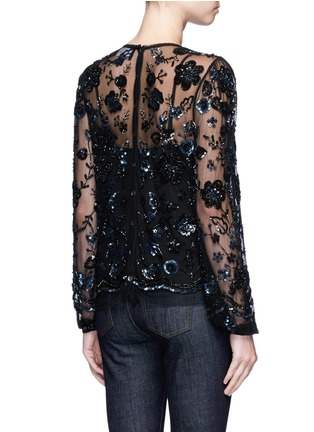 Back View - Click To Enlarge - NEEDLE & THREAD - Butterfly and floral embellished tulle blouse