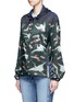Front View - Click To Enlarge - PIERRE-LOUIS MASCIA - Mixed crane print hooded windbreaker jacket