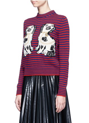 Front View - Click To Enlarge - GUCCI - King Charles Spaniel intarsia wool sweater