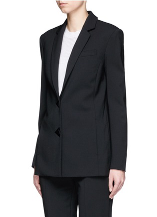 Front View - Click To Enlarge - ALEXANDER WANG - Satin triangle closure virgin wool blend blazer