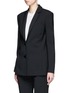 Front View - Click To Enlarge - ALEXANDER WANG - Satin triangle closure virgin wool blend blazer