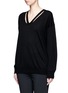 Front View - Click To Enlarge - ALEXANDER WANG - Cutout V-neck Merino wool sweater