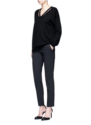 Figure View - Click To Enlarge - ALEXANDER WANG - Cutout V-neck Merino wool sweater