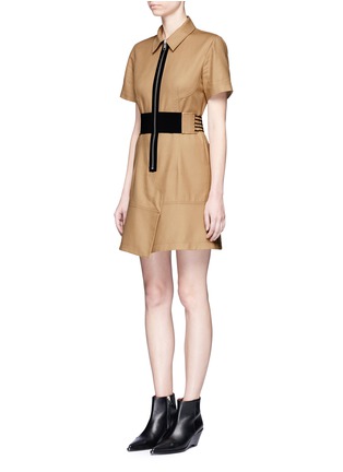 Front View - Click To Enlarge - ALEXANDER WANG - Laced belt twill safari dress