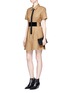 Figure View - Click To Enlarge - ALEXANDER WANG - Laced belt twill safari dress