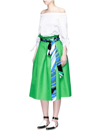 Figure View - Click To Enlarge - EMILIO PUCCI - Paperbag waist silk scarf belt skirt