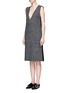 Front View - Click To Enlarge - MO&CO. EDITION 10 - Glen plaid plunge V-neck dress