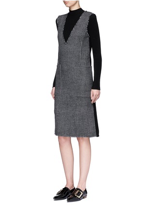 Figure View - Click To Enlarge - MO&CO. EDITION 10 - Glen plaid plunge V-neck dress