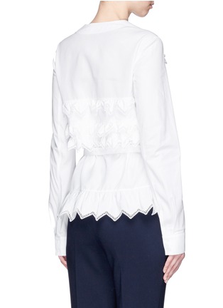 Back View - Click To Enlarge - ALAÏA - 'Voile Jour' zigzag ruffle belted poplin shirt