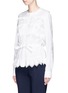 Front View - Click To Enlarge - ALAÏA - 'Voile Jour' zigzag ruffle belted poplin shirt
