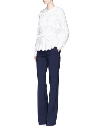 Figure View - Click To Enlarge - ALAÏA - 'Voile Jour' zigzag ruffle belted poplin shirt