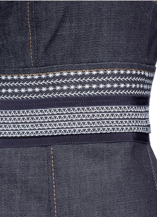 Detail View - Click To Enlarge - VICTORIA, VICTORIA BECKHAM - Stripe embroidered denim shift dress