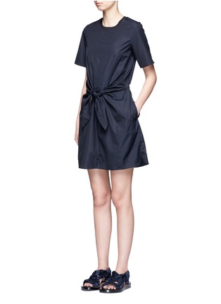 Front View - Click To Enlarge - 3.1 PHILLIP LIM - Knot front cutout back cotton dress