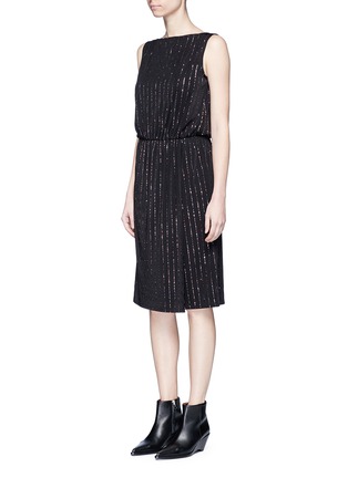 Front View - Click To Enlarge - MARC JACOBS - Glitter pinstripe plunge back dress