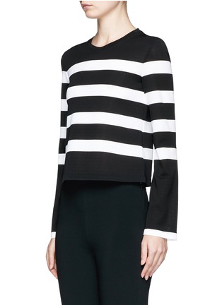 Front View - Click To Enlarge - CALVIN KLEIN 205W39NYC - Stripe sheer jersey long sleeve T-shirt