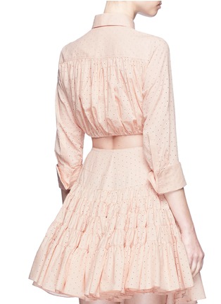 Back View - Click To Enlarge - ALAÏA - 'Voile Pastilles' dot broderie anglaise cropped drawstring shirt
