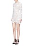 Figure View - Click To Enlarge - SELF-PORTRAIT - Mixed 3D floral guipure lace mini dress