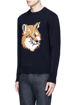 Front View - Click To Enlarge - MAISON KITSUNÉ - Fox head intarsia lambswool sweater