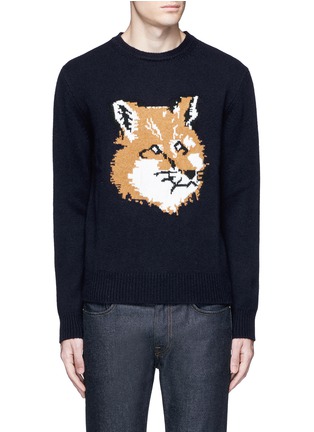 Main View - Click To Enlarge - MAISON KITSUNÉ - Fox head intarsia lambswool sweater