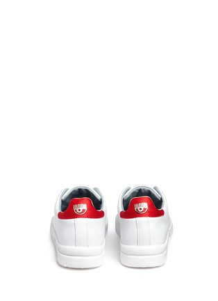 Back View - Click To Enlarge - CHIARA FERRAGNI - 'Roger' logo collar leather sneakers