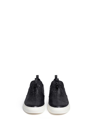 Front View - Click To Enlarge - ASH - 'Loops' python embossed leather skate slip-ons