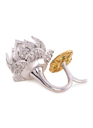 Detail View - Click To Enlarge - ÉDÉENNE - Diamond tsavorite jade 18k gold floral ring