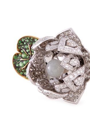 Detail View - Click To Enlarge - ÉDÉENNE - Diamond tsavorite jade 18k gold floral ring