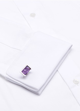 Figure View - Click To Enlarge - TATEOSSIAN - Rough edge amethyst sterling silver cufflinks