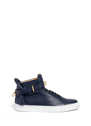 Main View - Click To Enlarge - BUSCEMI SHOES - '100MM' push lock strap leather sneakers