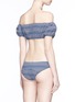 Back View - Click To Enlarge - LISA MARIE FERNANDEZ - 'Leandra' plaid off-shoulder seersucker bikini set