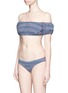 Figure View - Click To Enlarge - LISA MARIE FERNANDEZ - 'Leandra' plaid off-shoulder seersucker bikini set