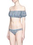 Figure View - Click To Enlarge - LISA MARIE FERNANDEZ - 'Leandra' plaid off-shoulder seersucker bubble bikini set