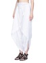 Front View - Click To Enlarge - LISA MARIE FERNANDEZ - Tie front stripe cotton-linen voile cropped pants