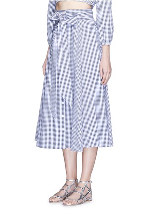 Front View - Click To Enlarge - LISA MARIE FERNANDEZ - Gingham check button front seersucker midi skirt