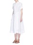 Front View - Click To Enlarge - LISA MARIE FERNANDEZ - Stripe cotton-linen voile midi shirt dress