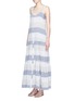 Front View - Click To Enlarge - LISA MARIE FERNANDEZ - Button down stripe crinkle tiered maxi dress
