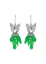 Main View - Click To Enlarge - SAMUEL KUNG - Diamond jade 18k white gold butterfly drop earrings
